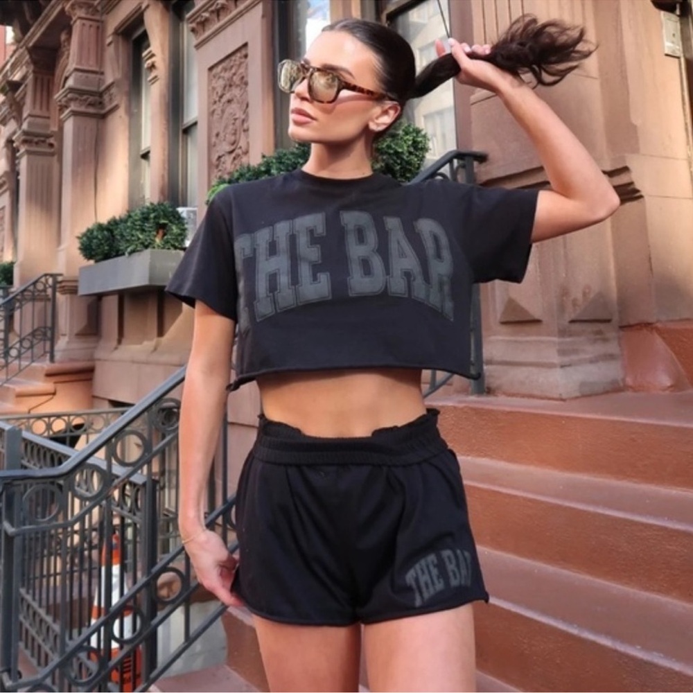 The Bar Varsity Cotton Shorts Black